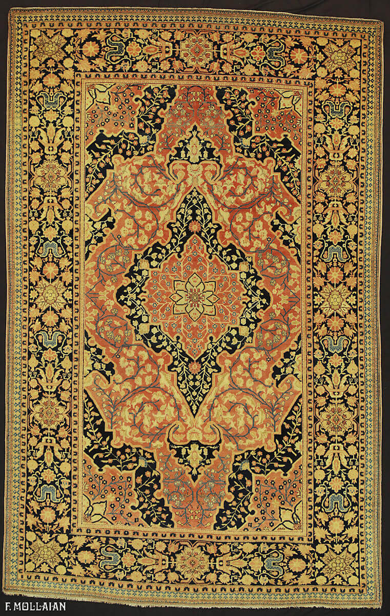 Tapis Persan Antique Kashan Mohtasham n°:61628548